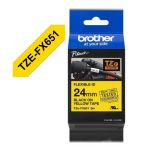 Ετικέτες BROTHER TZE-FX651 Labelling Tape Cassette – Black on Yellow 8m x 24mm (TZEFX651)