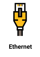 Σύνδεση με Ethernet   Η Εικόνα επισημαίνει ότι ο εκτυπωτής μπορεί να συνδεθεί με καλώδιο Ethernet